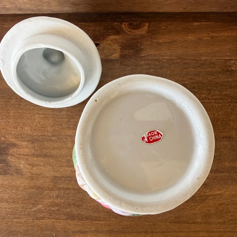 Ceramic Flour Sugar Canister Set Vegetable Kitchen Decor Grandmacore Missing Lid
